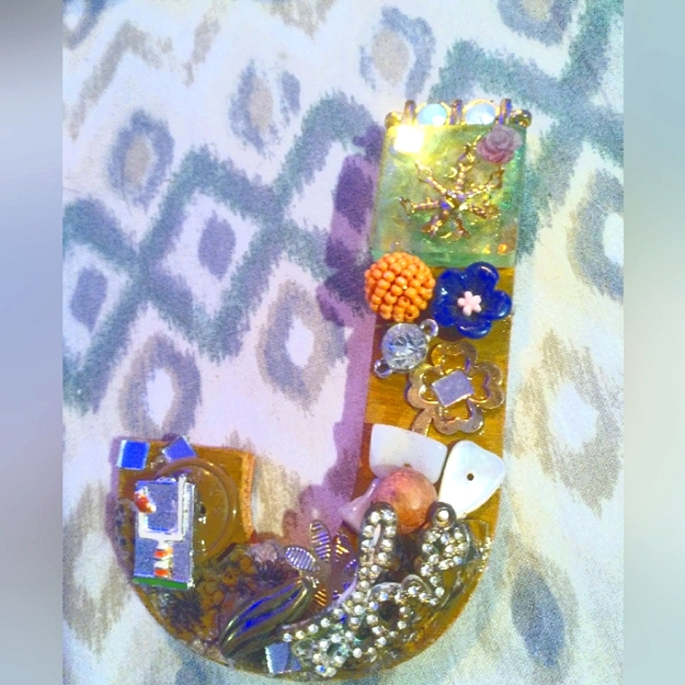 Decorative Letter J with Mixed Embellishments